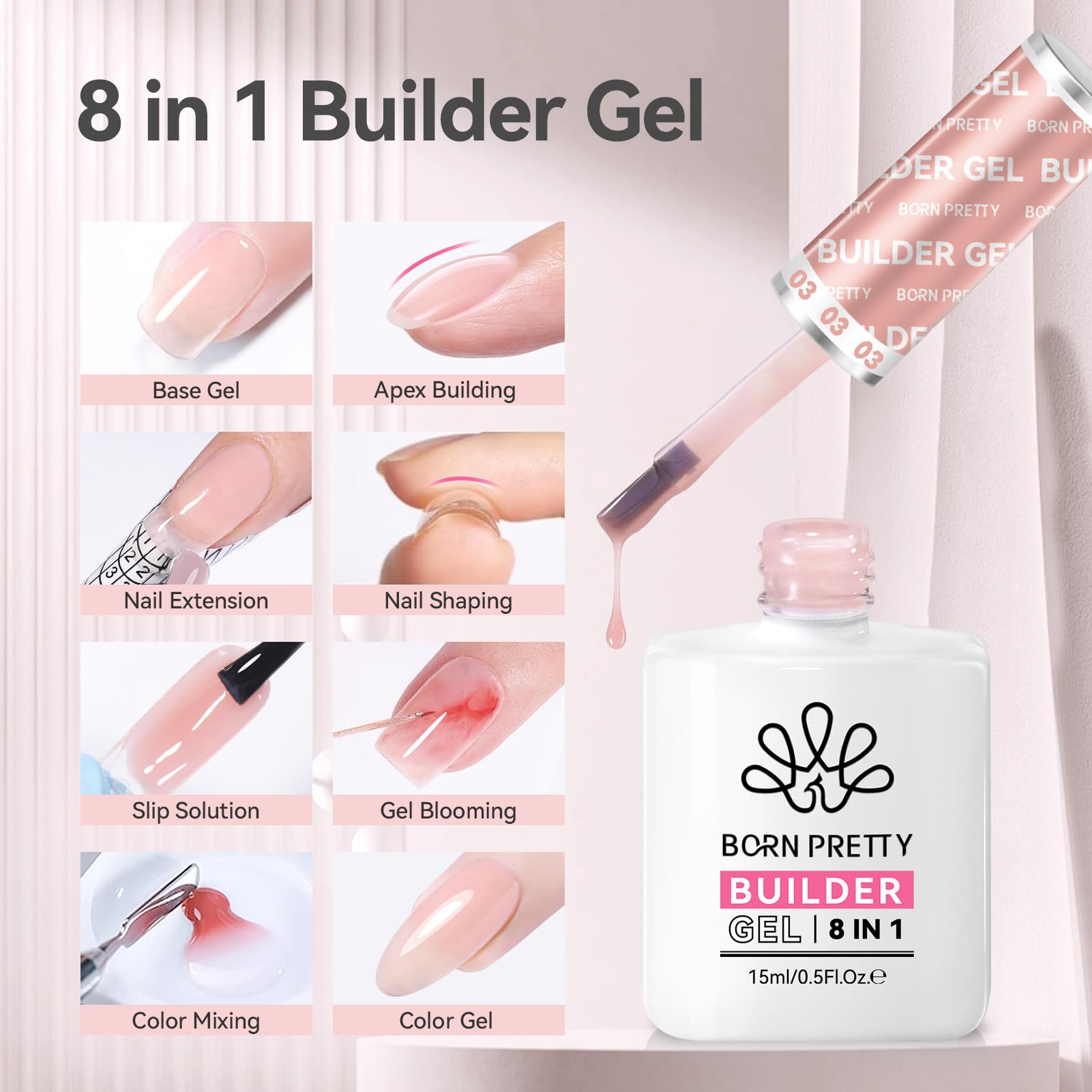 Born Pretty extension gel bottle with product texture