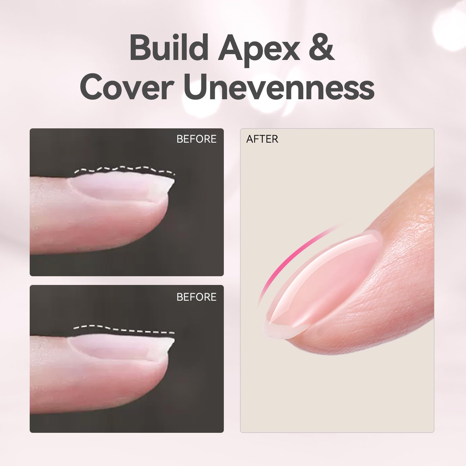Close up of sheer pink builder gel consistency