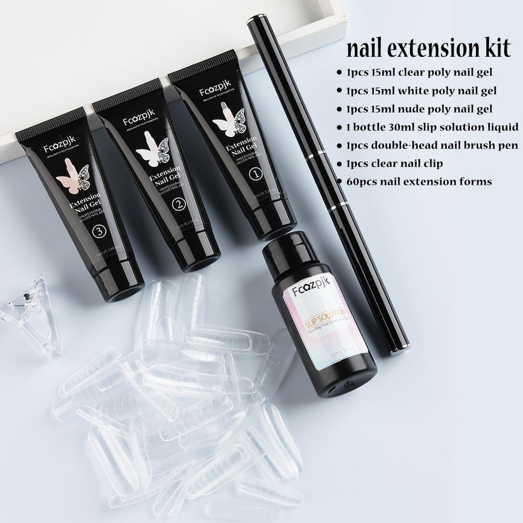 Fcozpjk poly nail gel tubes in clear white and pink