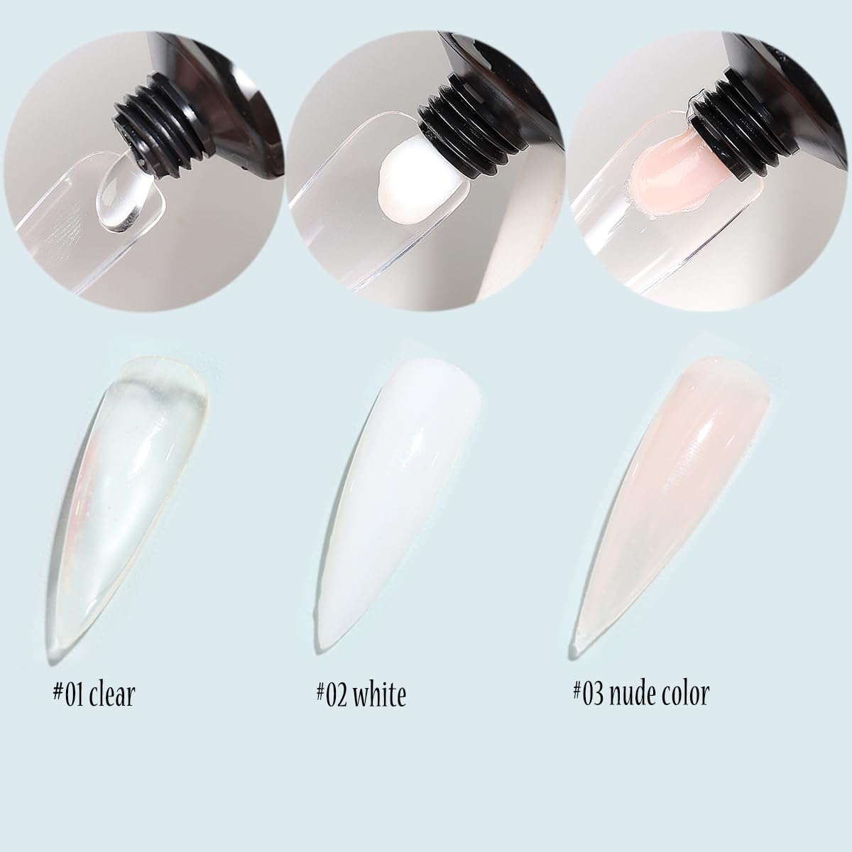 Fcozpjk clear white and pink builder gel tubes for nail art.