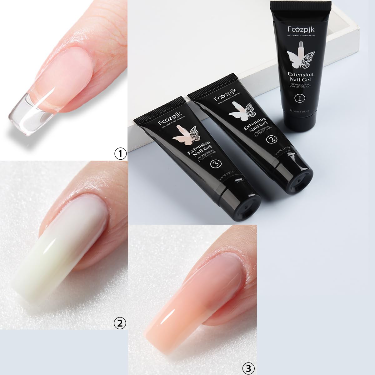 Close up of Fcozpjk poly gel tubes and slip solution liquid.