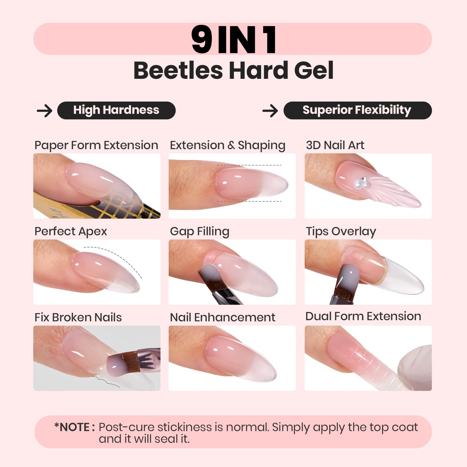 Included flat nail brush for sculpting hard gel
