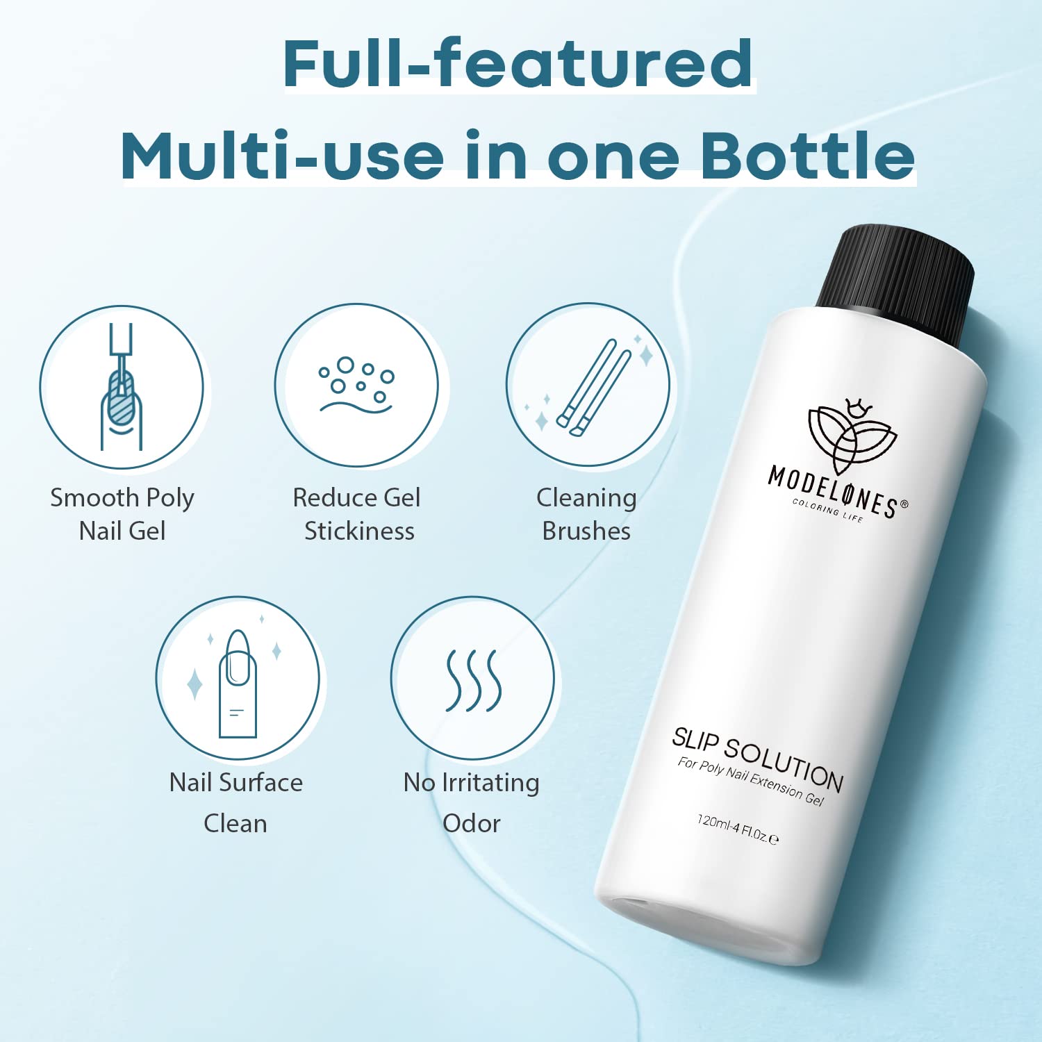 Modelones slip solution kit with dual-ended nail brush