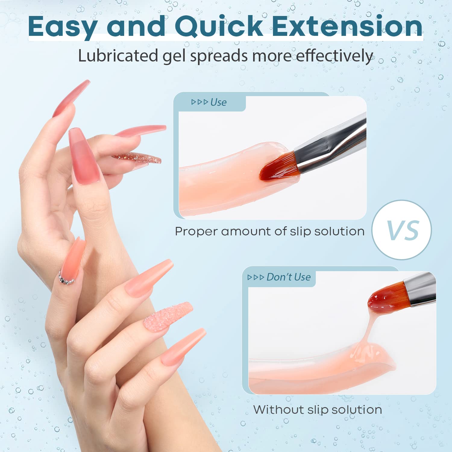 Close up of Modelones dual-ended brush for polygel application
