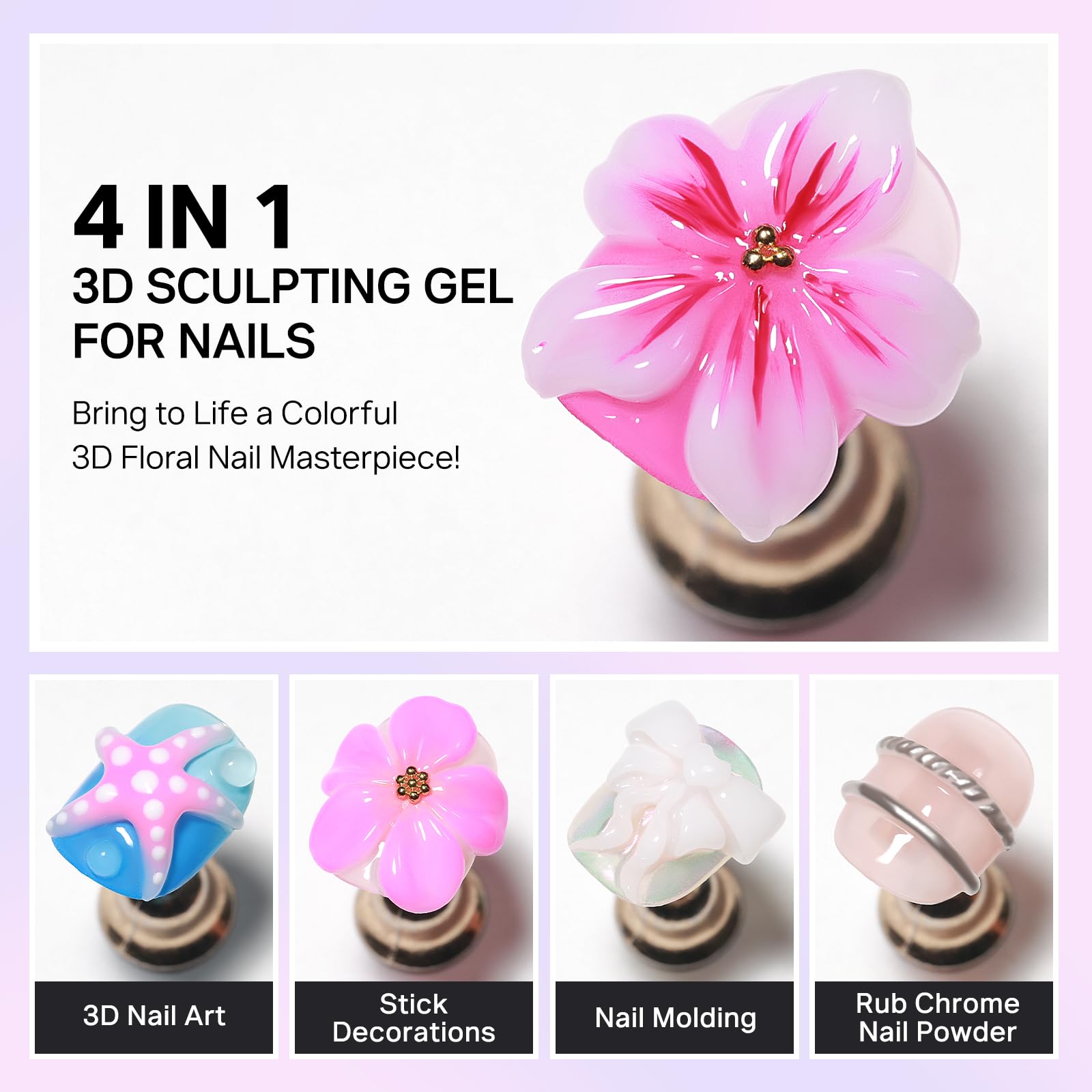 Mizhse 3D sculpting gel container and nail art tool