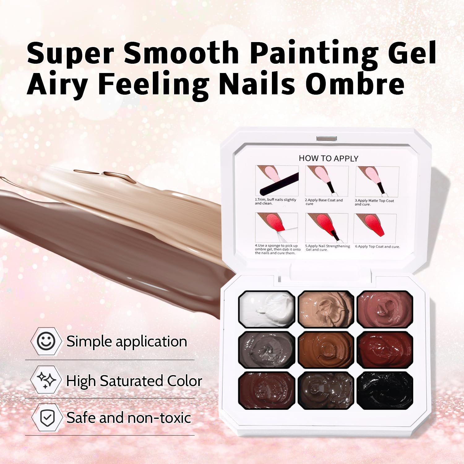 Hands demonstrating sponge patting technique for gradient nails