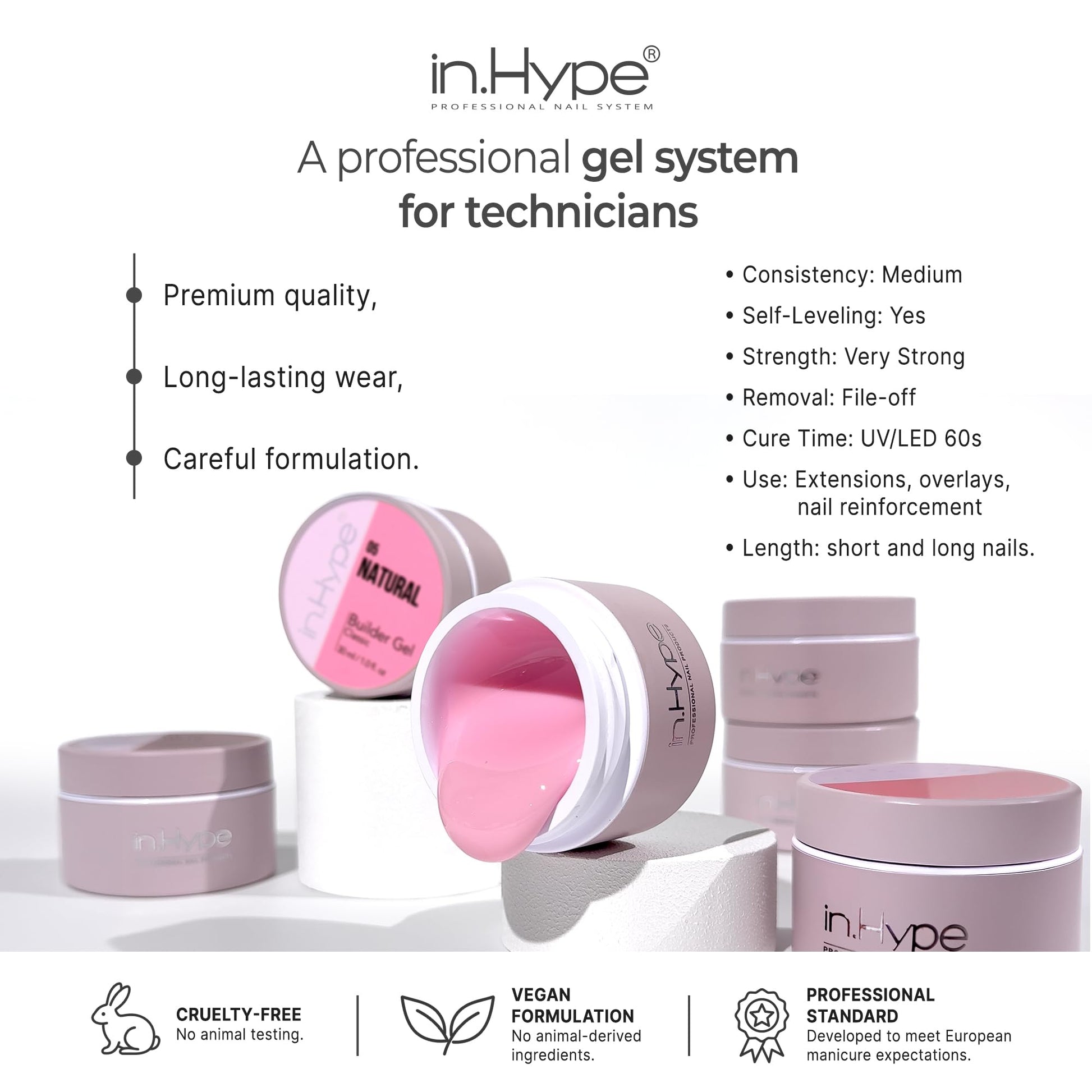 Close up of In.Hype Cool Nude builder gel packaging