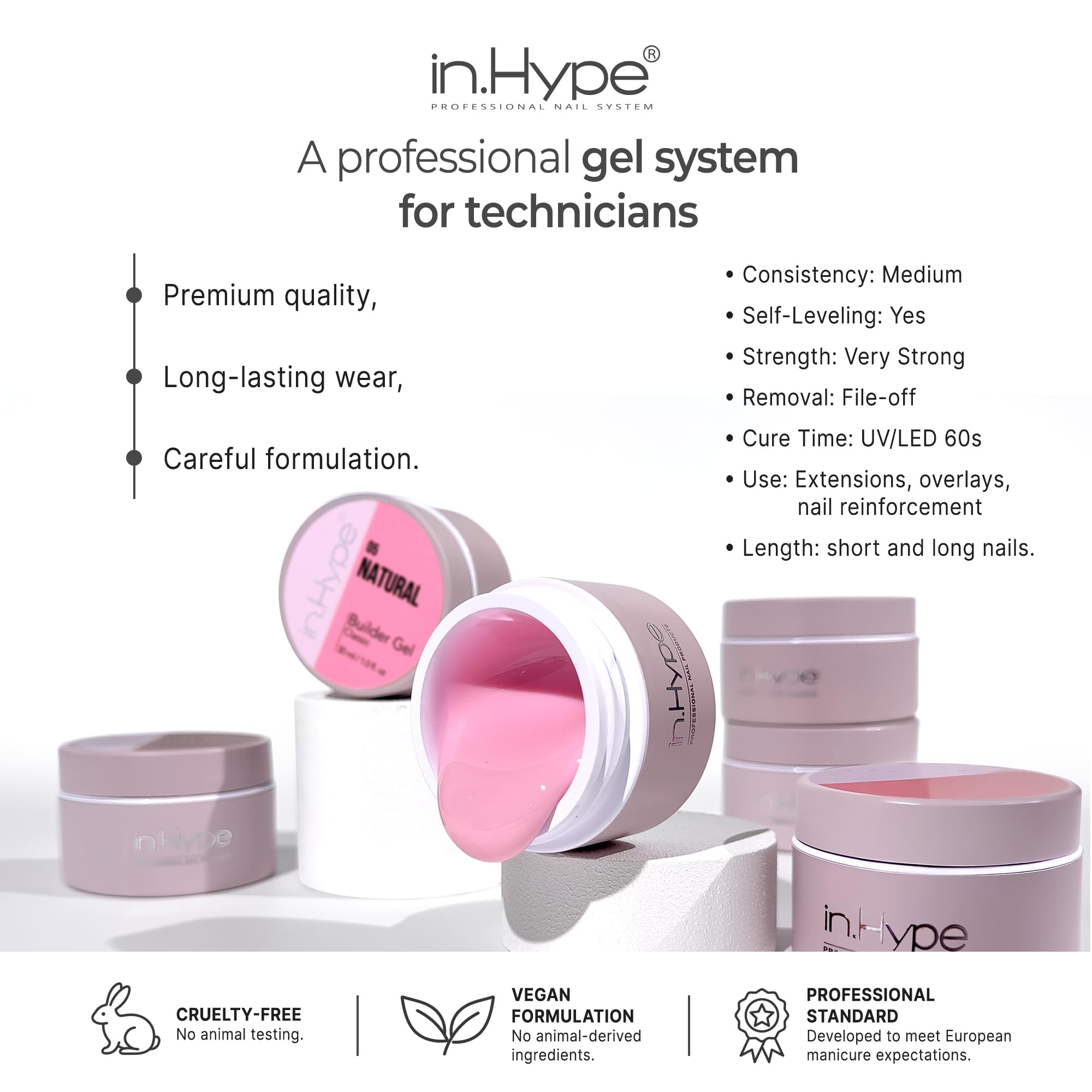 Close up of In.Hype Cool Nude builder gel packaging