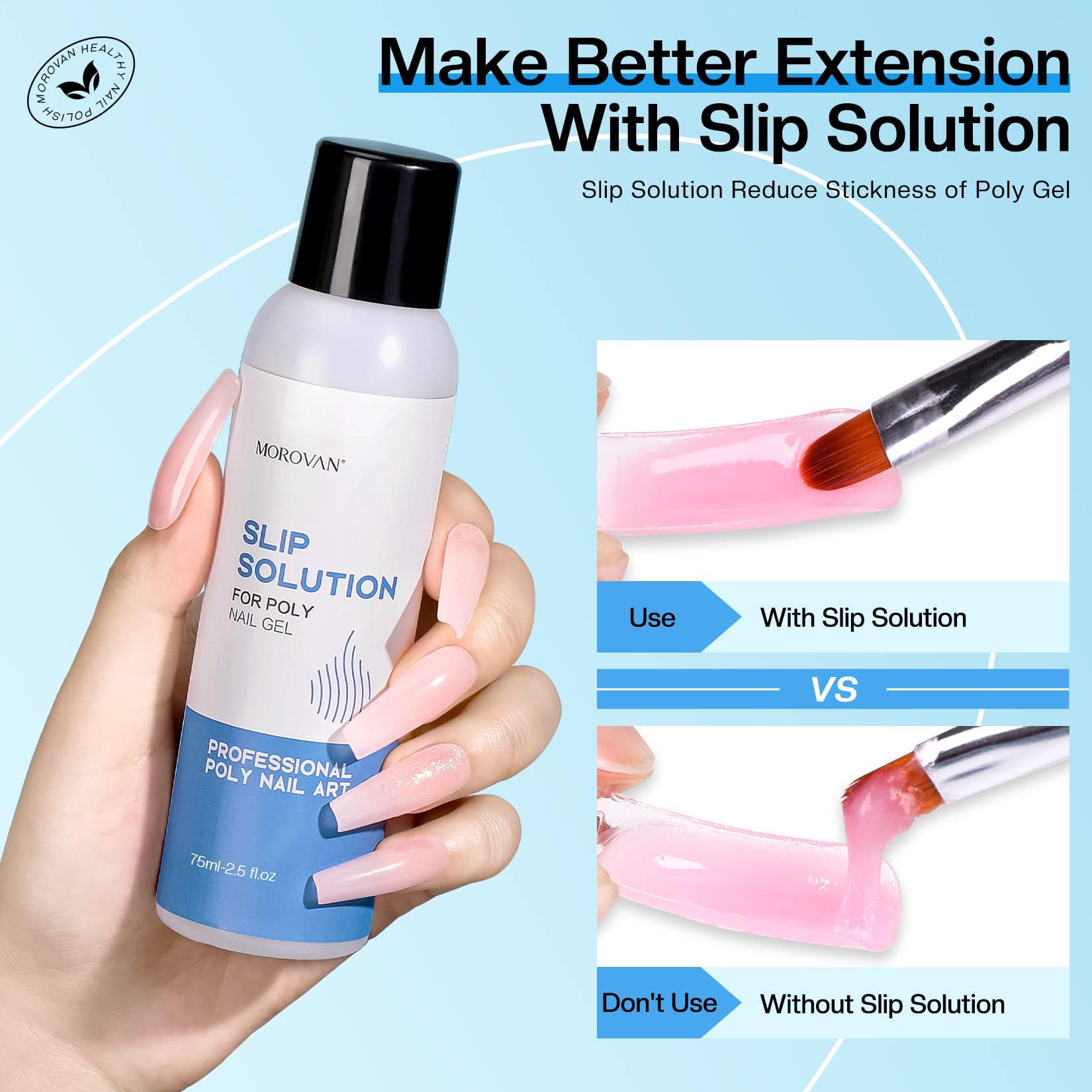 Morovan dual-ended brush for poly gel application