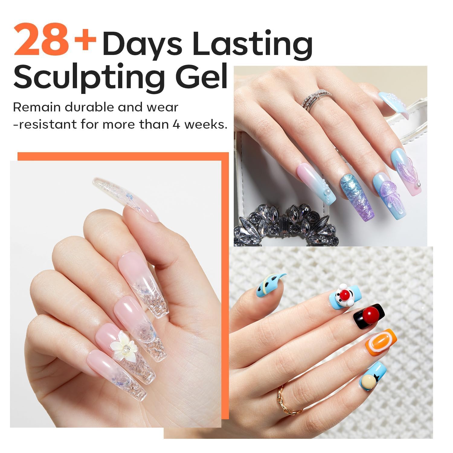 Modelones clear builder gel application on fingernails