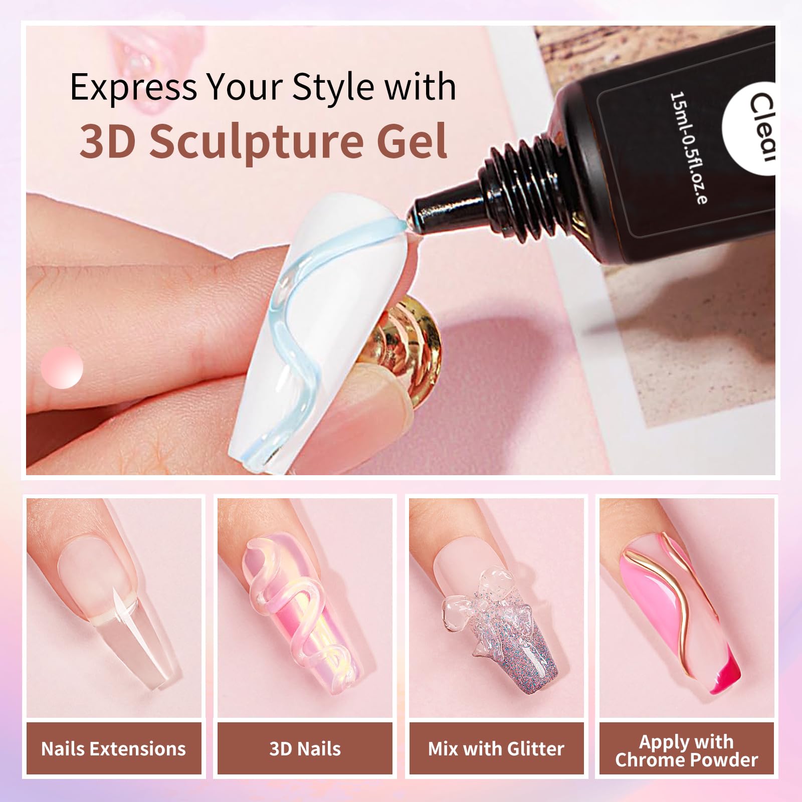 Close up of 3D nail art created with Magic Armor sculpting gel