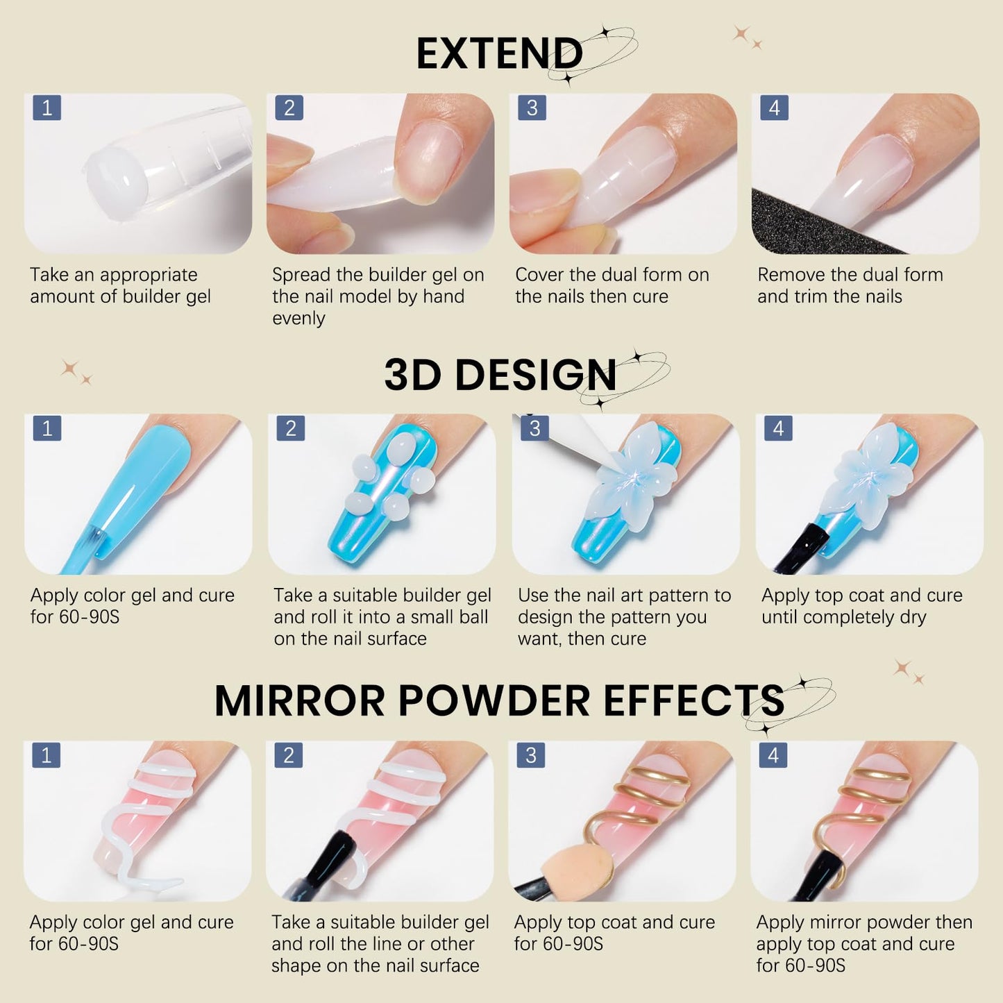Manicure transition using Supwee 3D sculpture hard gel