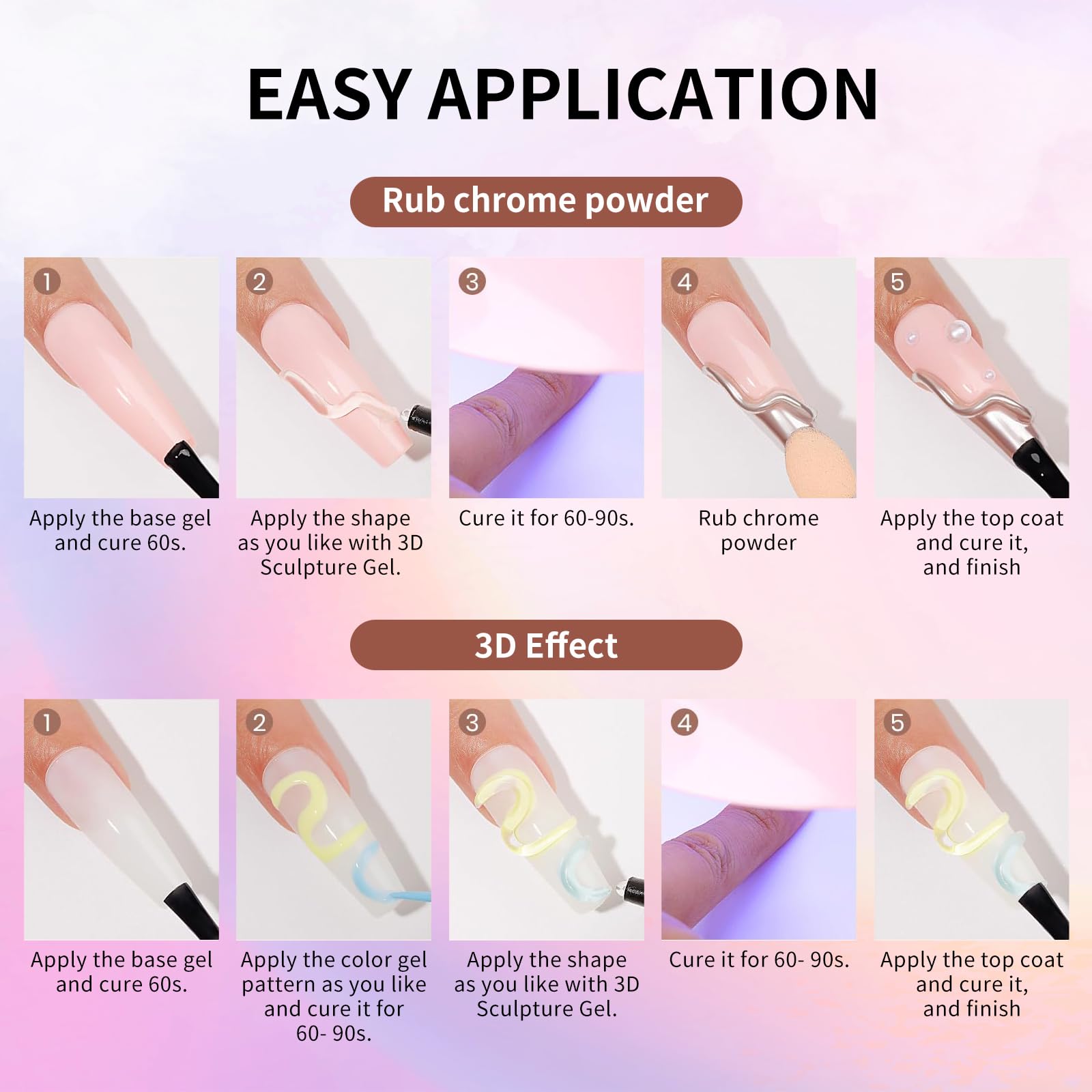 Professional nail art set with 3D sculpting gel