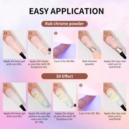 Professional nail art set with 3D sculpting gel