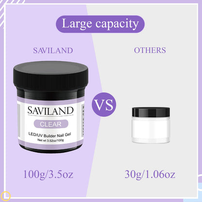 Saviland hard builder gel texture showing high transparency