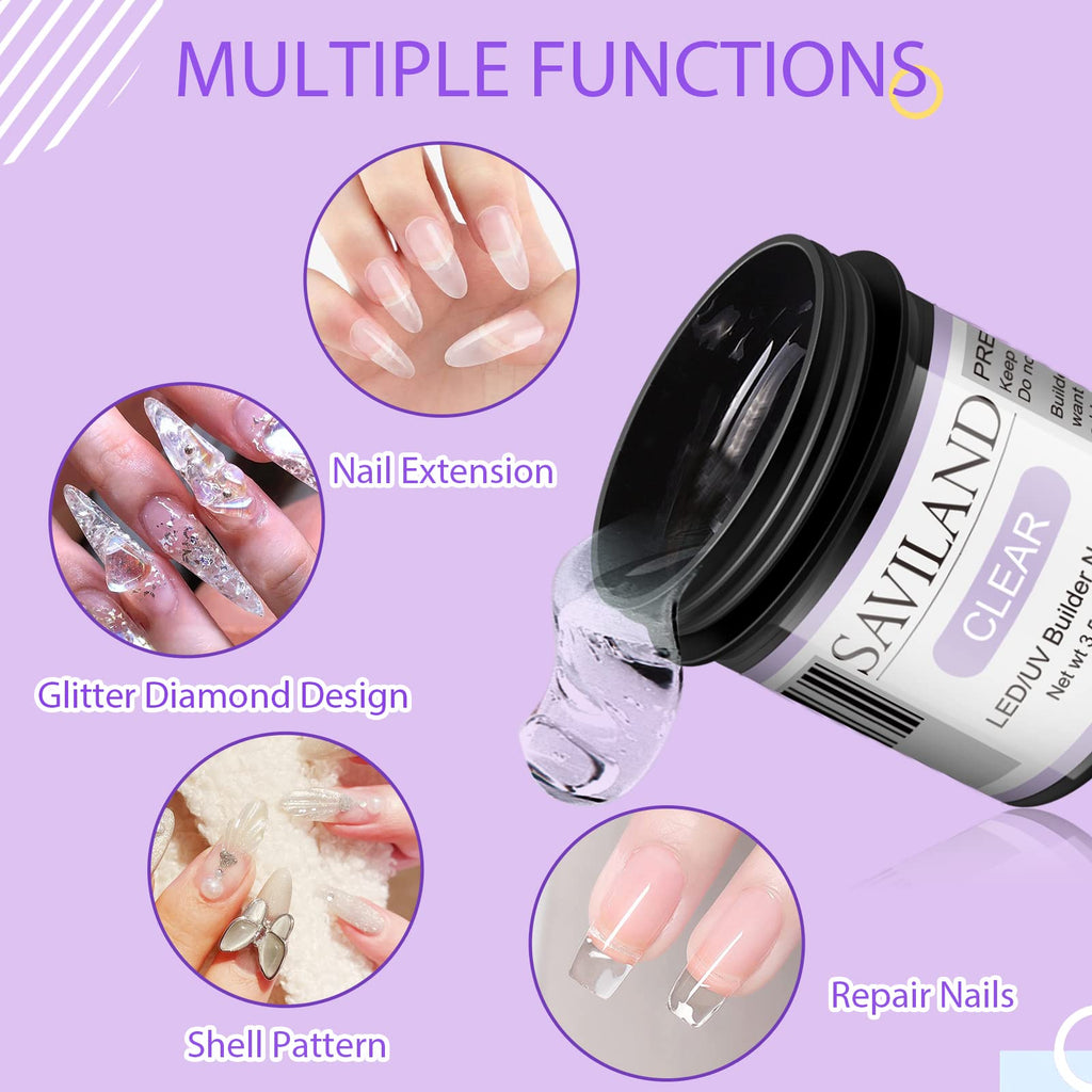 Saviland builder nail gel texture and transparency showcase