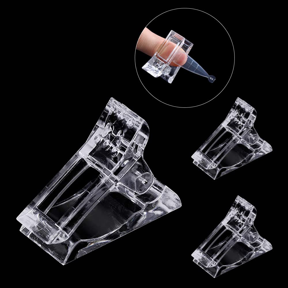 Transparent polygel nail forms and clip manicure tool kit