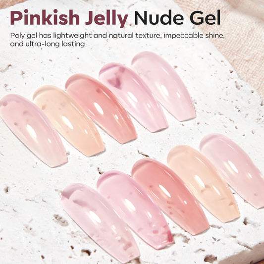 Modelones poly gel tubes with milky white and pink shades