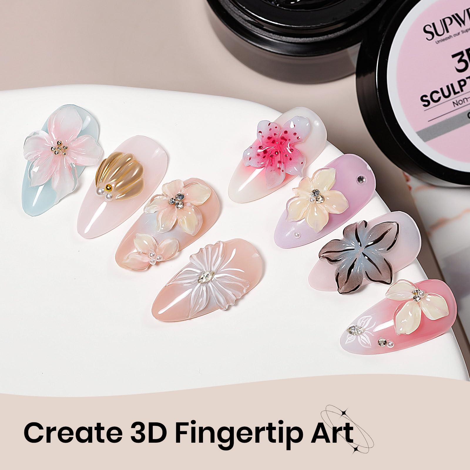 Clear solid hard gel texture for nail art