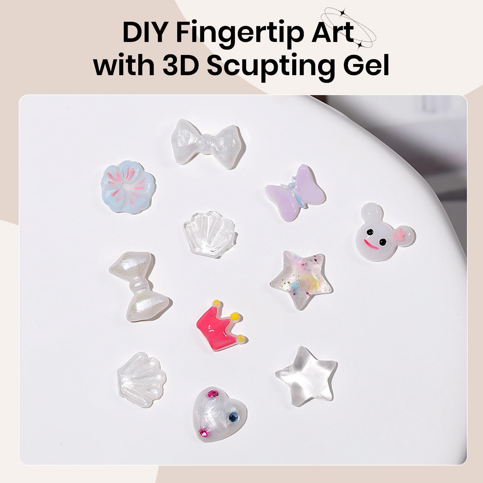 3D floral nail art created with Supwee sculpting gel