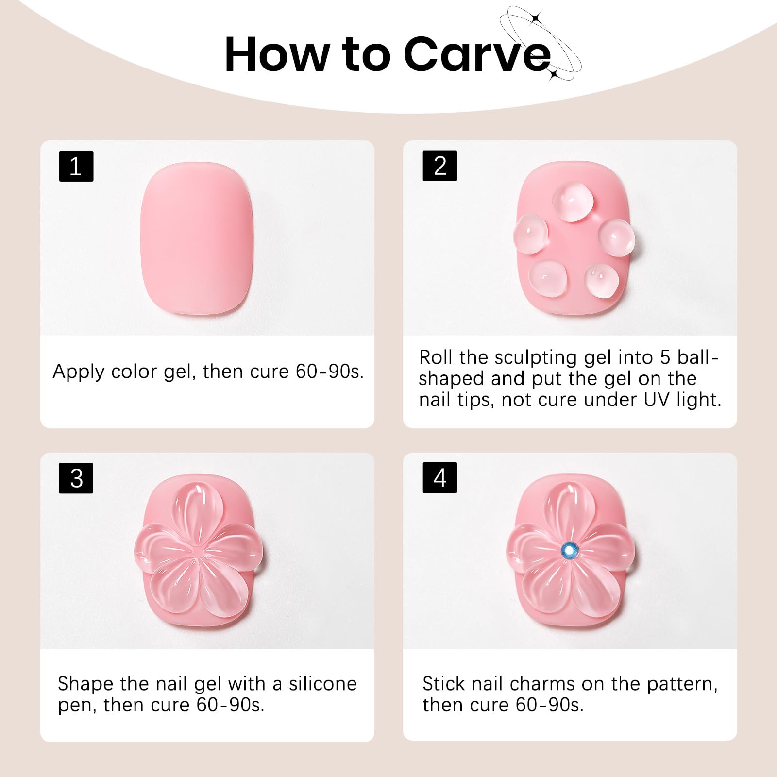 Professional DIY manicure using clear 3D sculpting gel