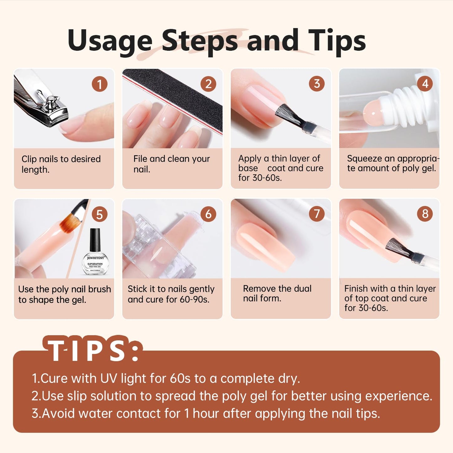 Jewhiteny clear builder gel packaging and accessories
