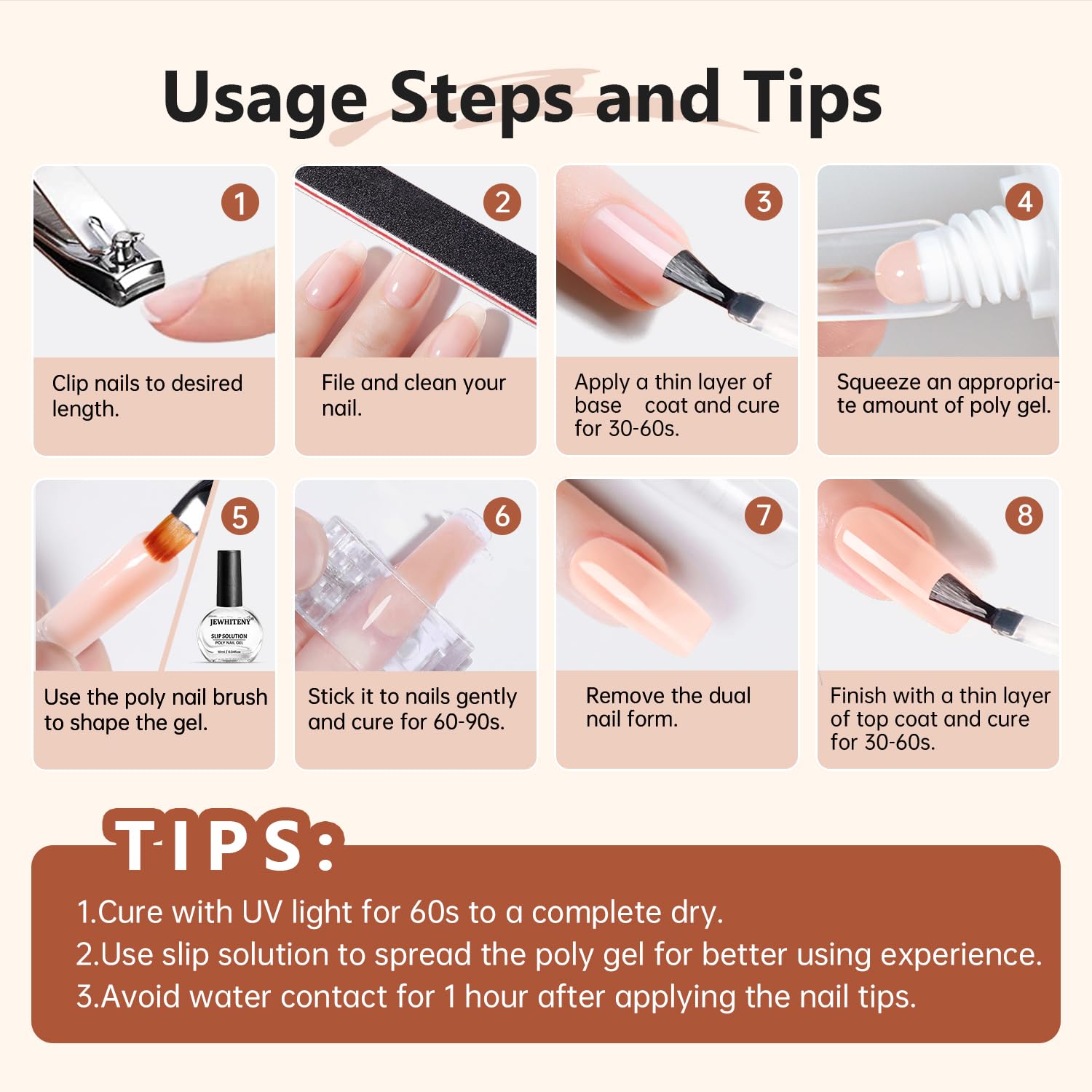 Jewhiteny clear builder gel packaging and accessories