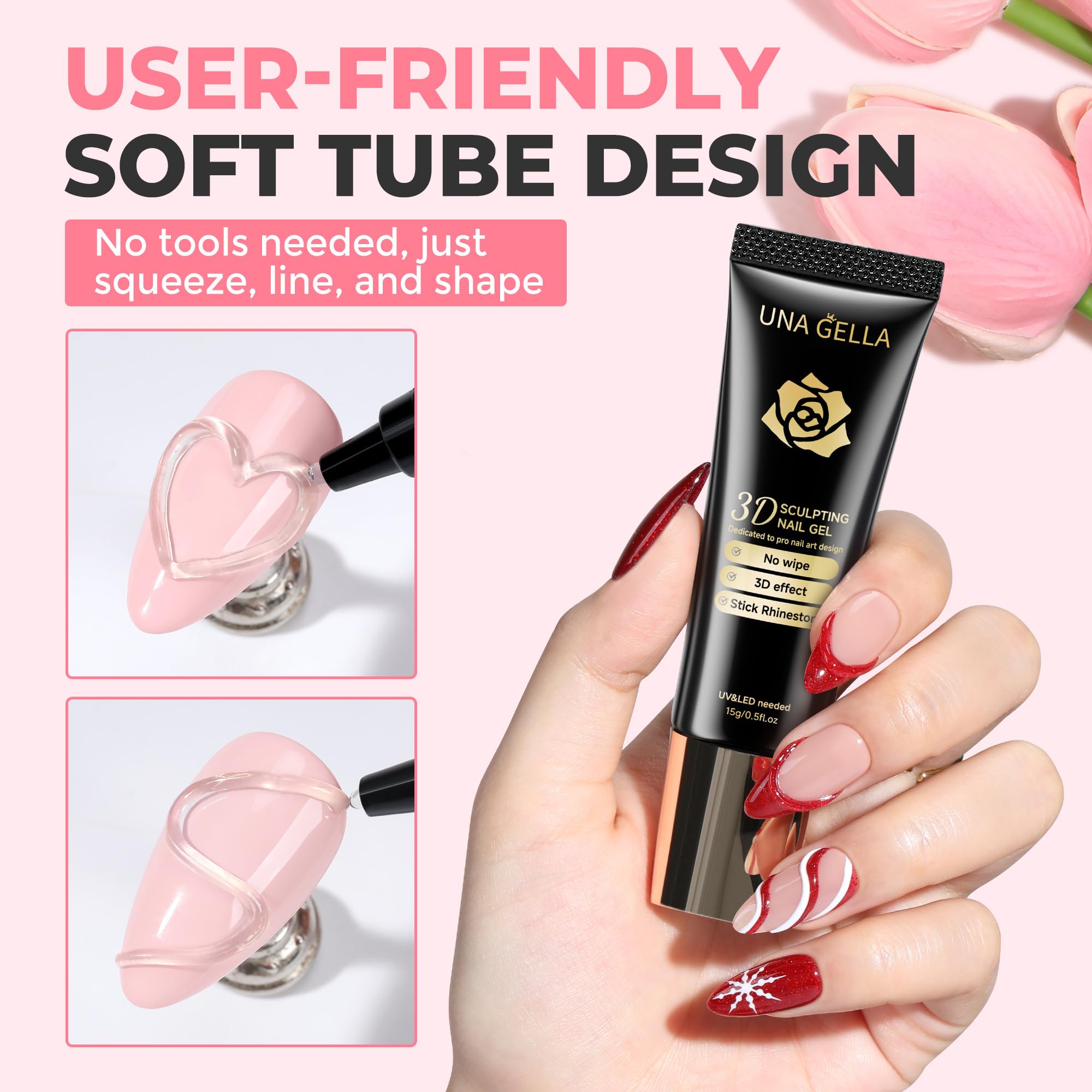 Clear sculpting gel used for 3D nail designs