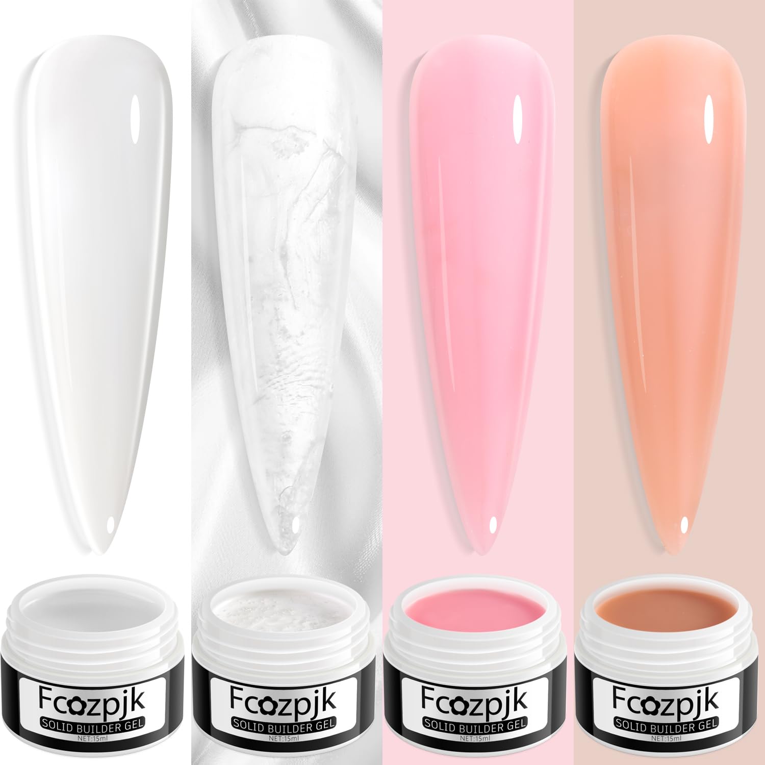 Four pots of Fcozpjk solid builder gel for nail sculpting