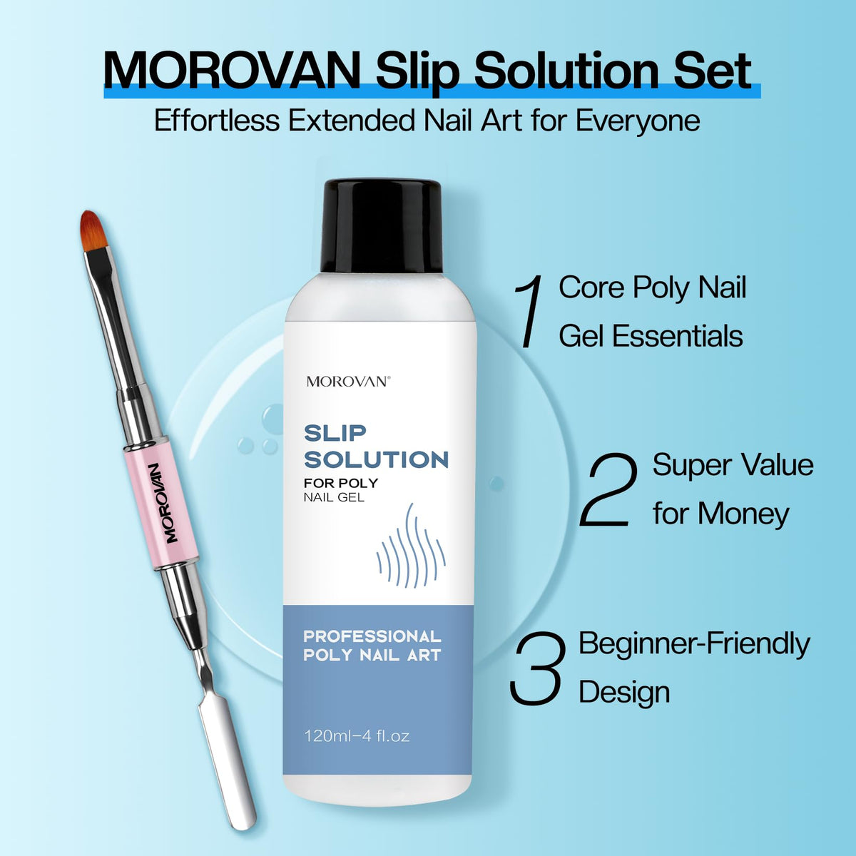 Complete packaged Morovan nail slip solution kit display