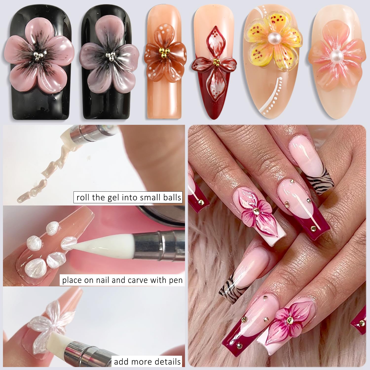 Applying Fcozpjk hard builder gel for nail extension