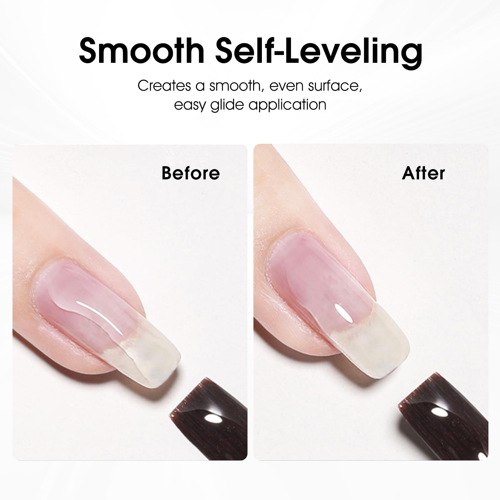 Canni builder gel showing smooth glossy finish on fingernails