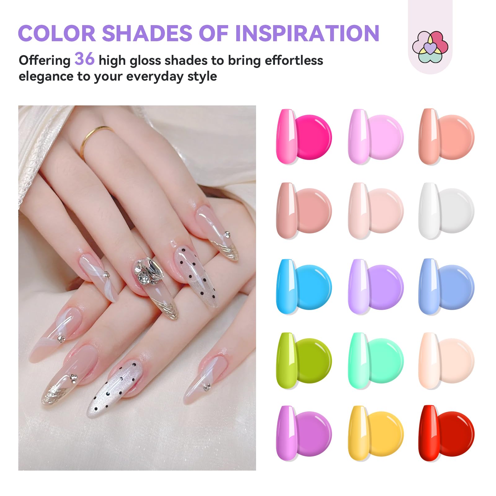Saviland poly gel collection with 36 vibrant shades