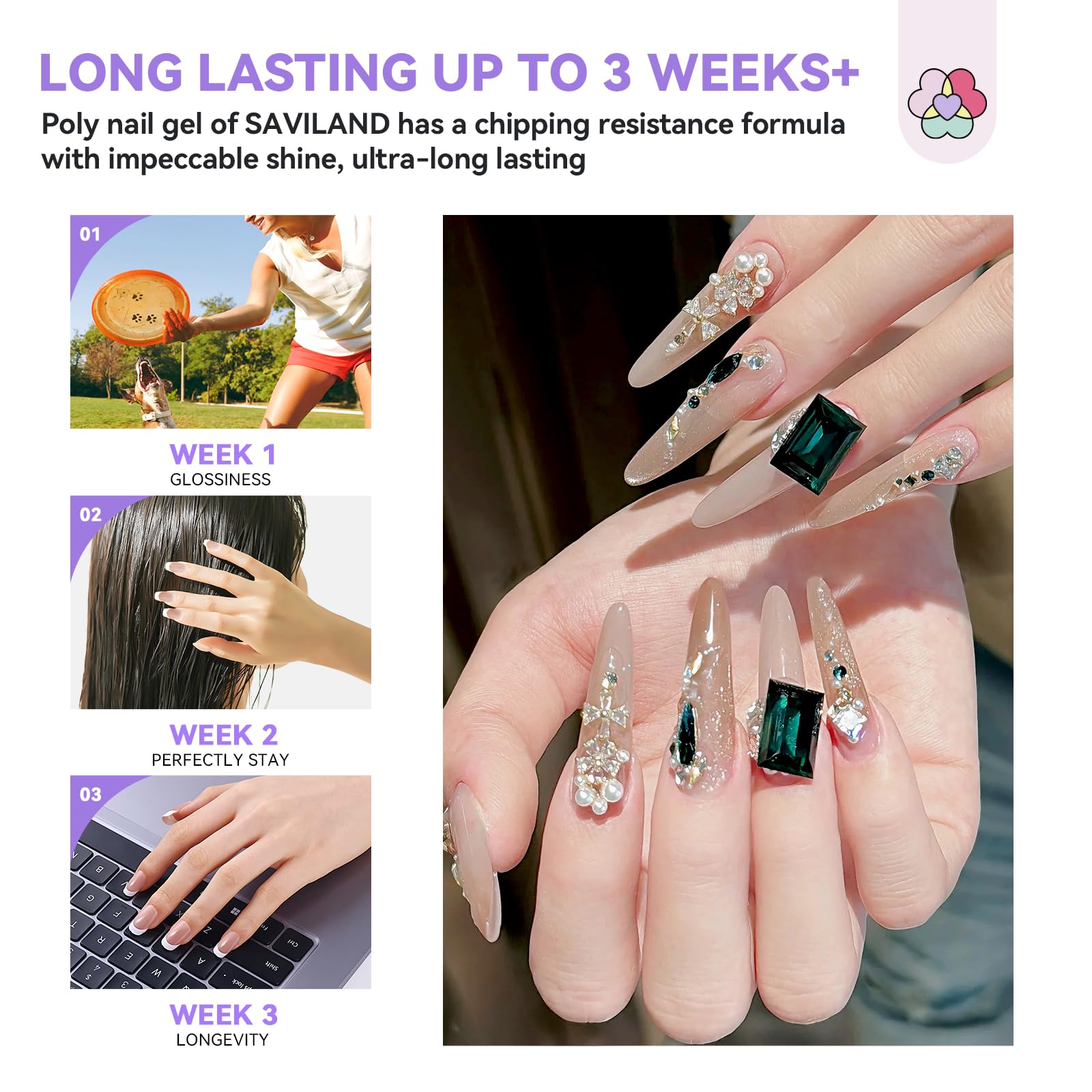 Professional nail art created with Saviland poly gel kit