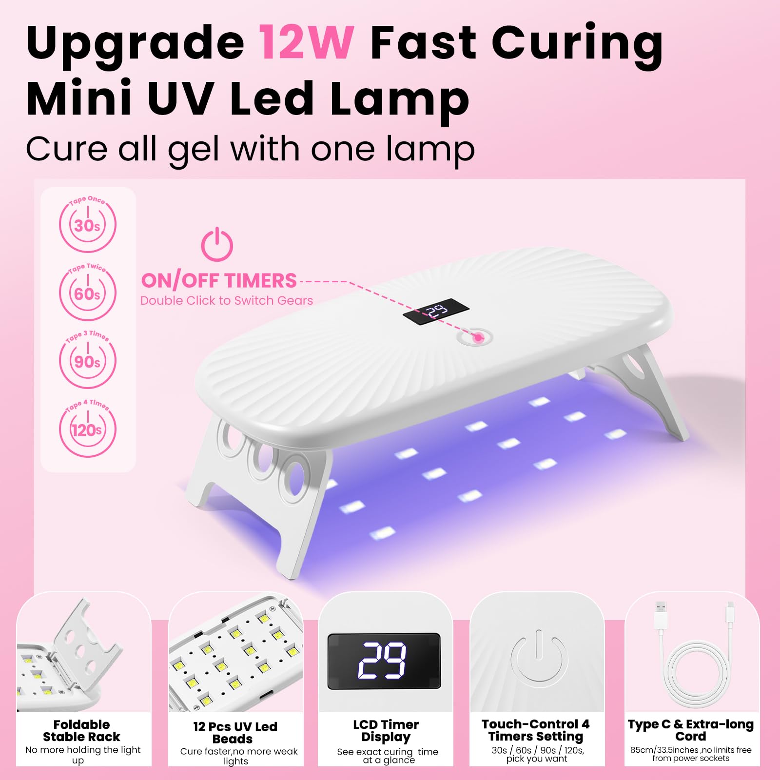 Professional UV light lamp included in GlimightyX manicure set