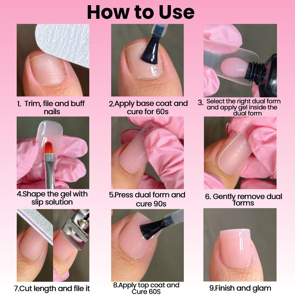 Step-by-step application accessories including clips and nail file