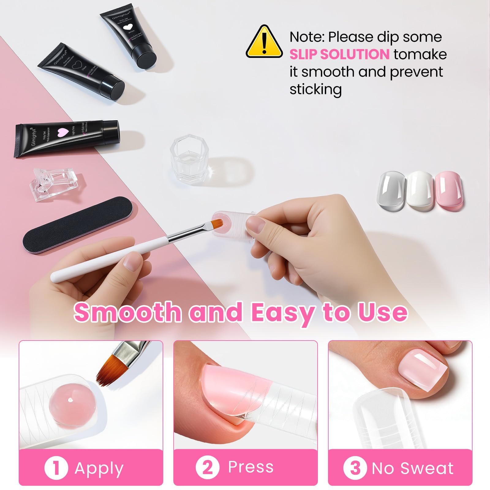 Complete GlimightyX poly gel kit box with all accessories displayed