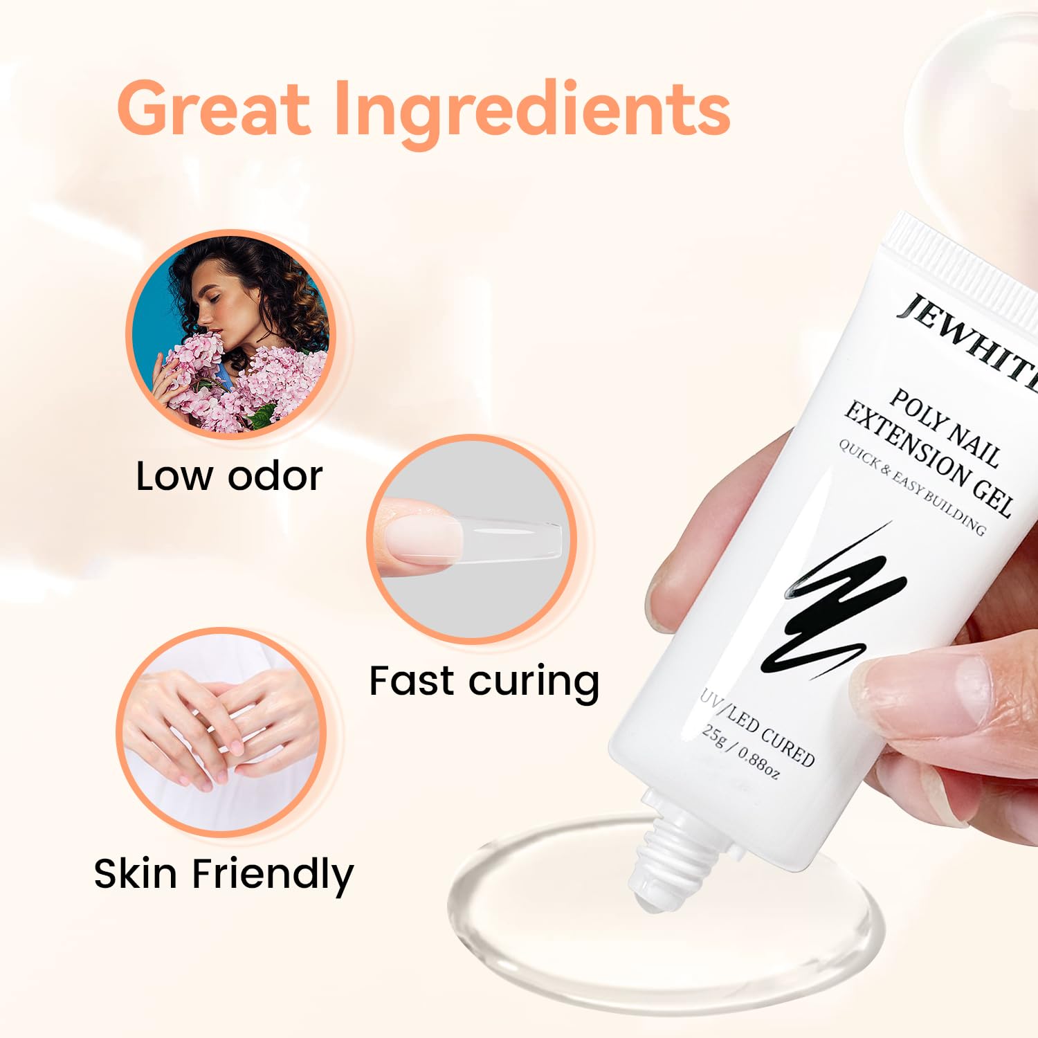 Jewhiteny 25g poly nail gel container and applicator