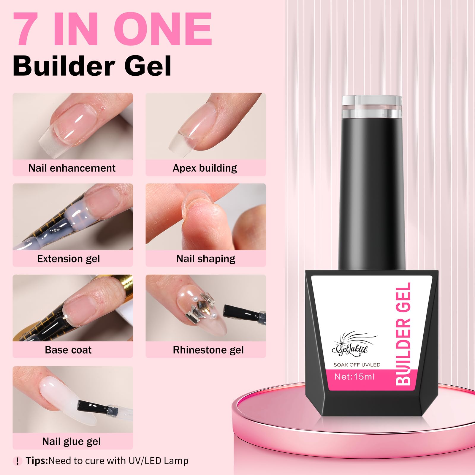 Gellaktik Clear builder gel bottle 15 milliliter