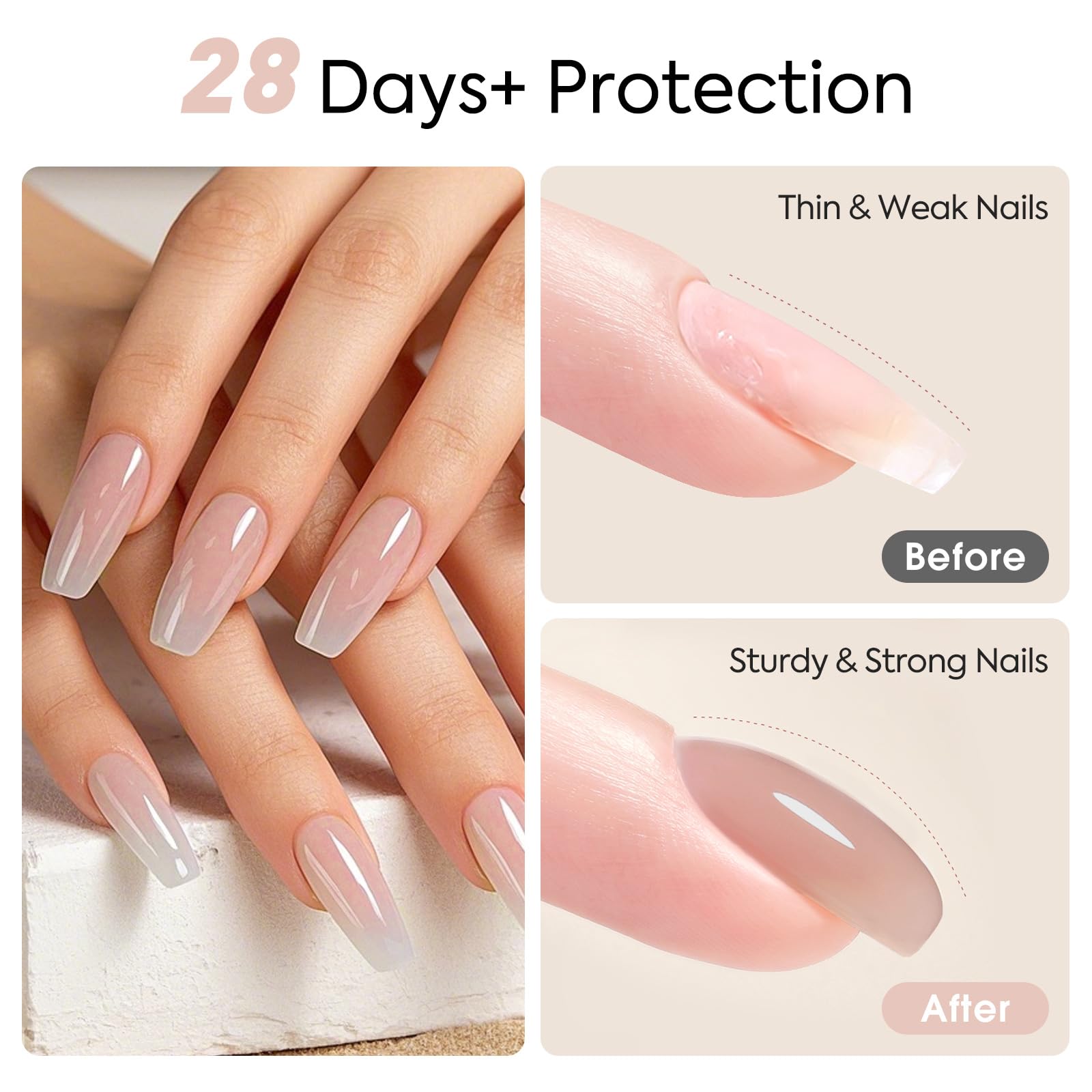 Canni builder gel applied on natural nails for strength
