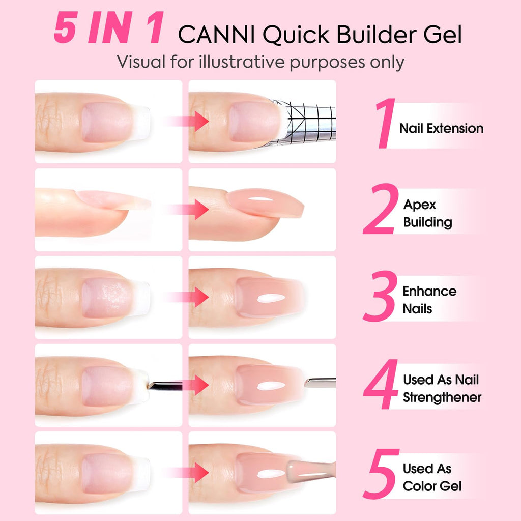 Before and after manicure results using HEMA free builder gel on natural nails