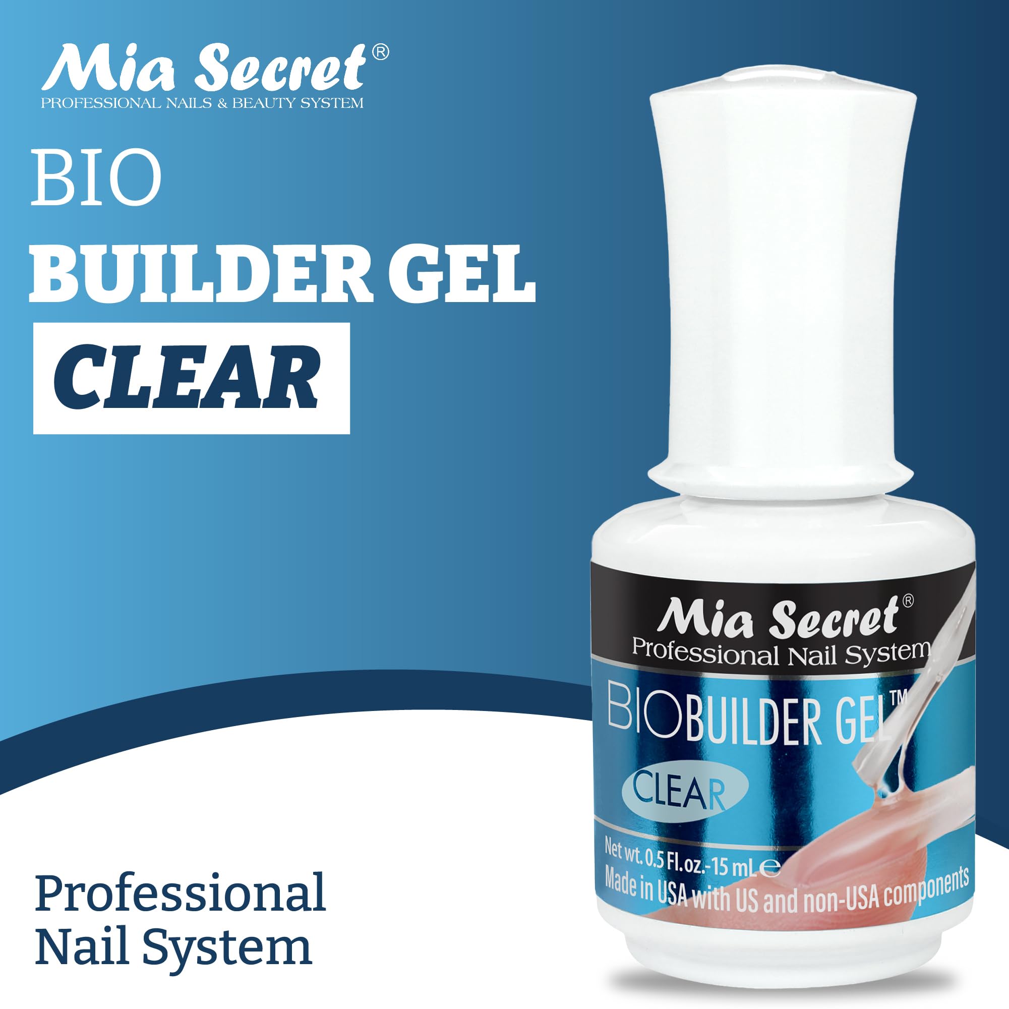 Close up of Mia Secret Biobuilder gel bottle label