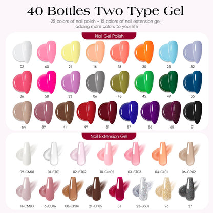 Close up of 25 gel polish bottles included in Coscelia kit