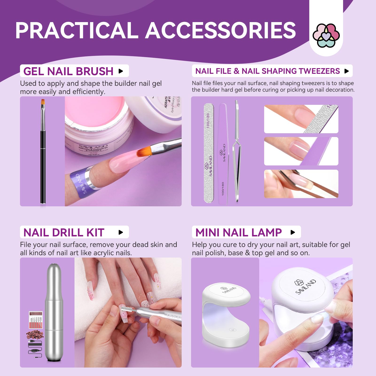 Professional nail extension application using Saviland builder gel