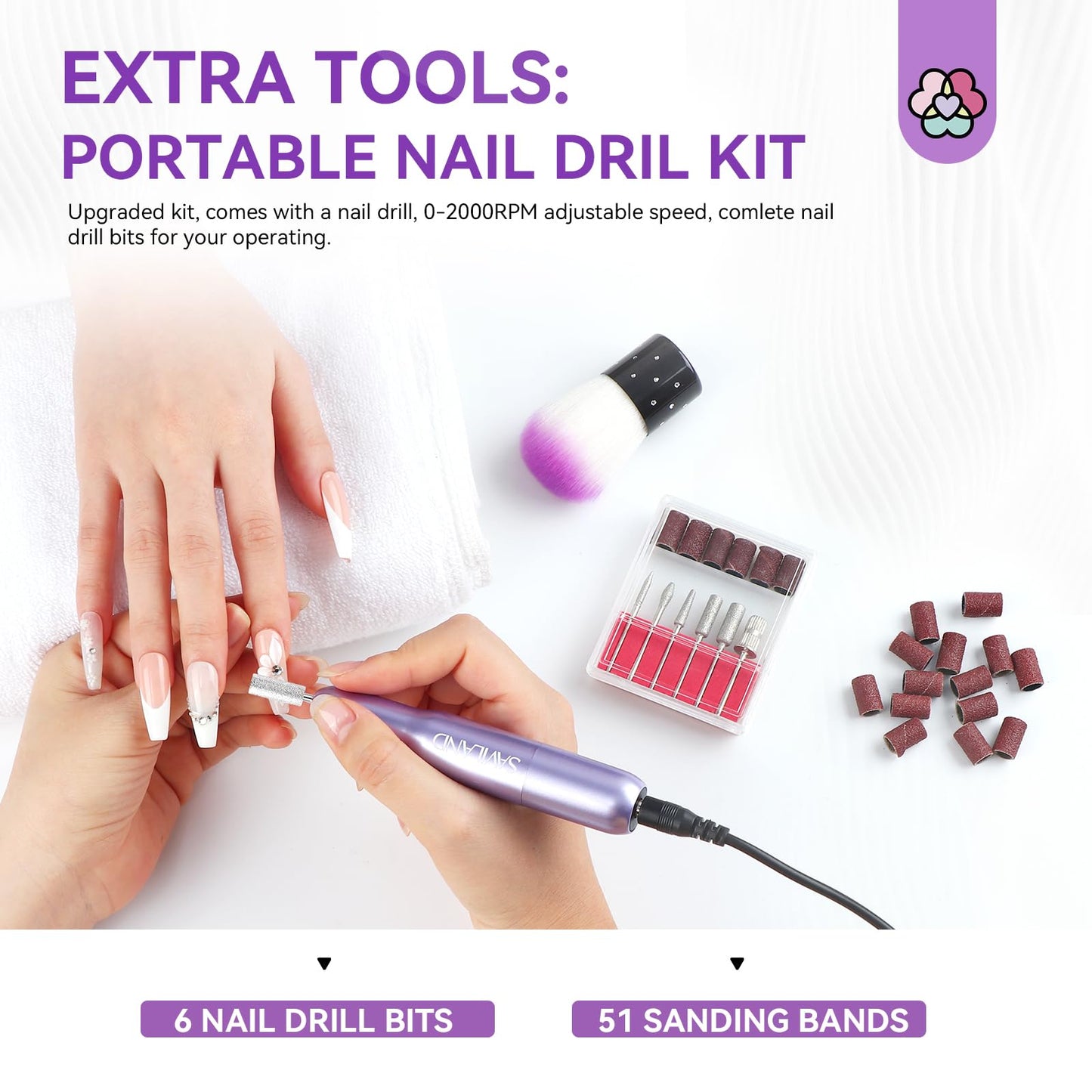 Components of the Saviland builder nail gel kit for beginners