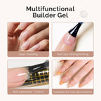 MelodySusie Hema Free builder gel texture swatch on nail display