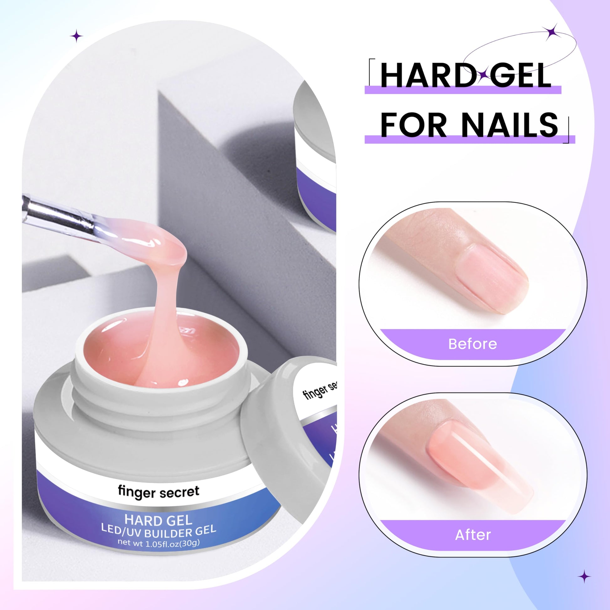 Aoboo nail extension builder gel jars top view