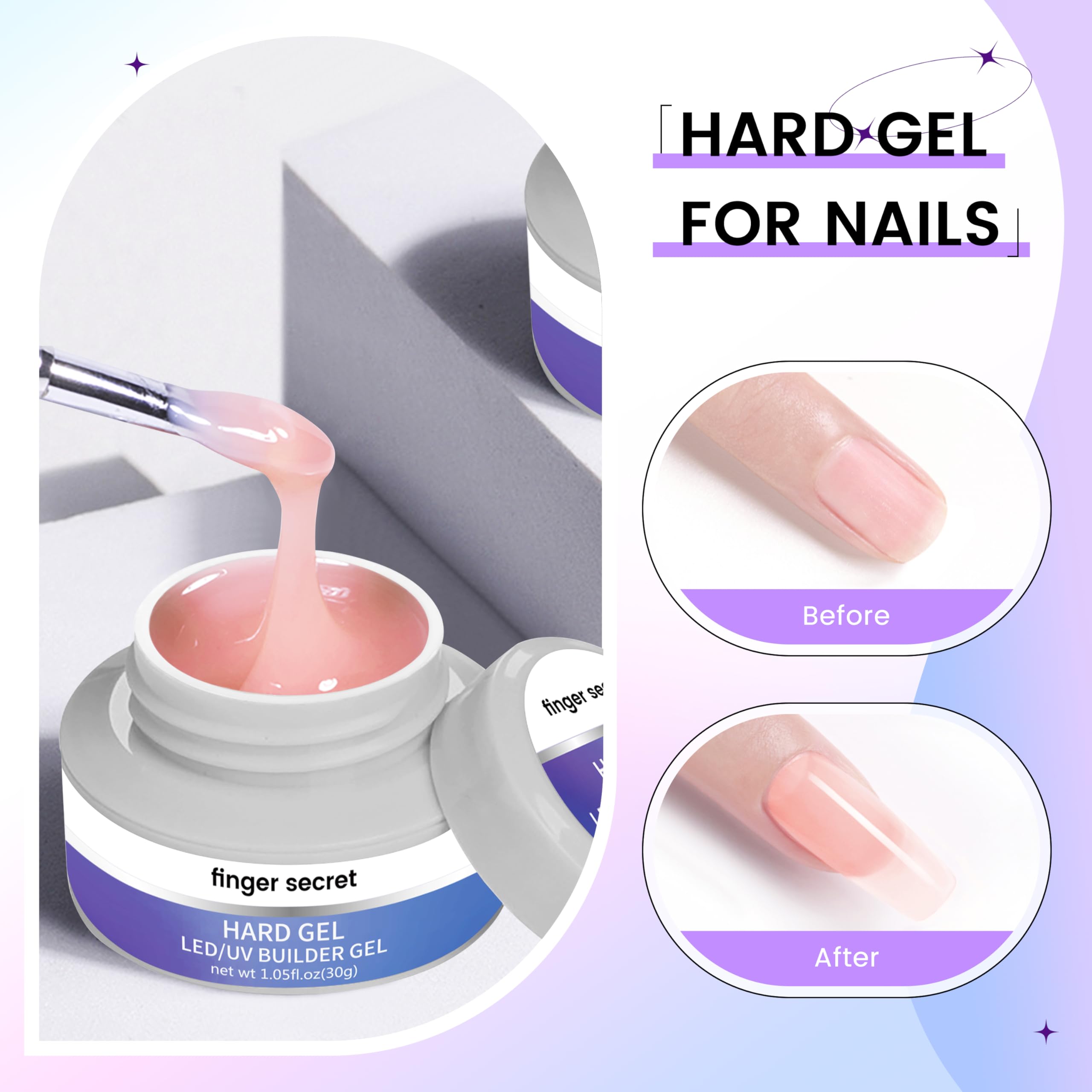 Aoboo nail extension builder gel jars top view
