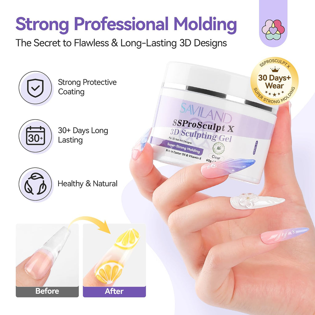 Saviland white molding gel jar packaging angle