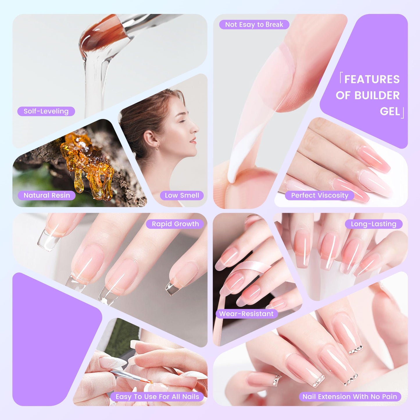 Close up of Aoboo hard gel texture for nail design